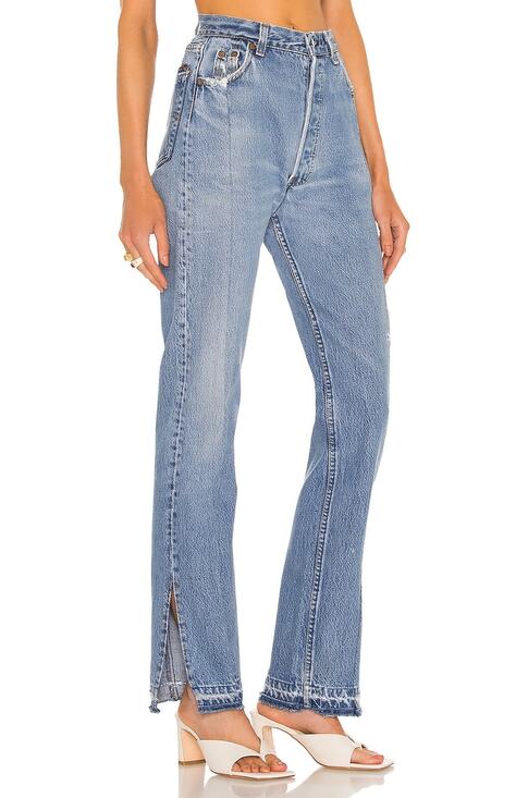 EB Denim Denim - Eb Denim Vintage Medium Wash Unraveled Straight Leg Denim Jeans Size 23